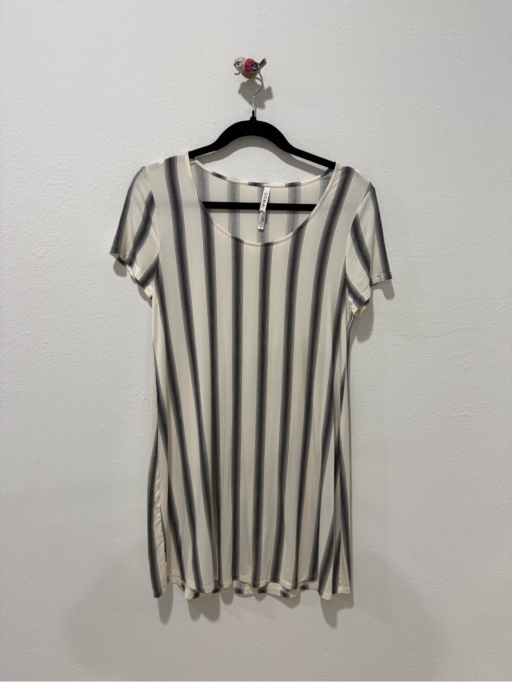 Soma Vertical Stripe Mini Dress - Cream & Gray
